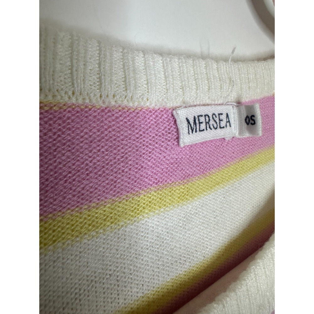 MERSEA Catalina Crewneck Sweater One Size Pink Yellow Striped Oversized Mer Sea - Picture 6 of 12